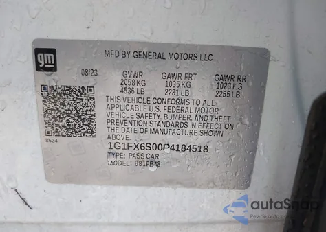 2023 Chevrolet Bolt Ev Fwd 2Lt из США, поврежденный, VIN 1G1FX6S00P4184518